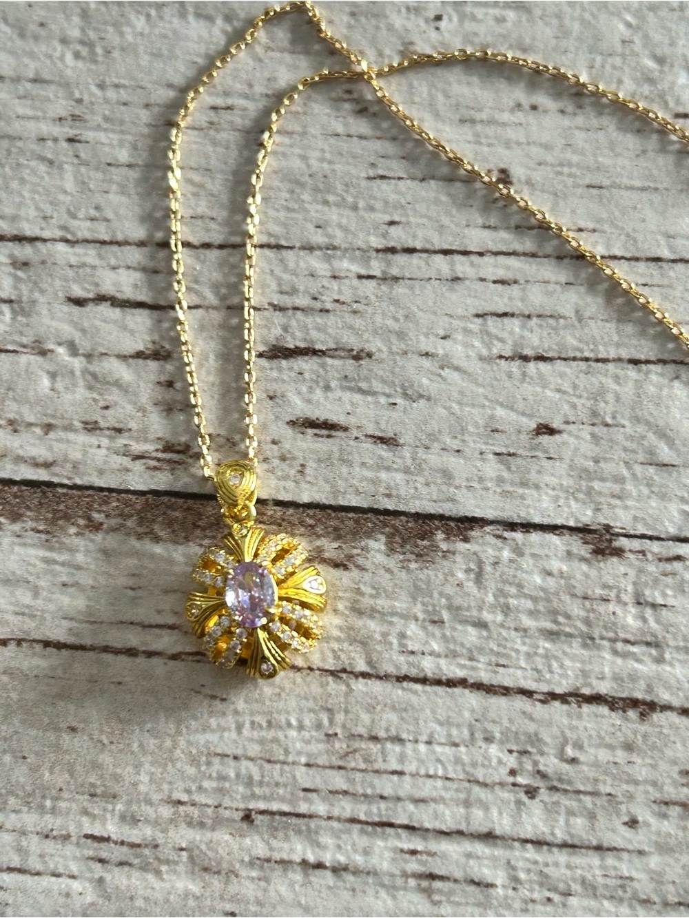 4/$100 Amethyst crystal gold necklace 16-18 inches